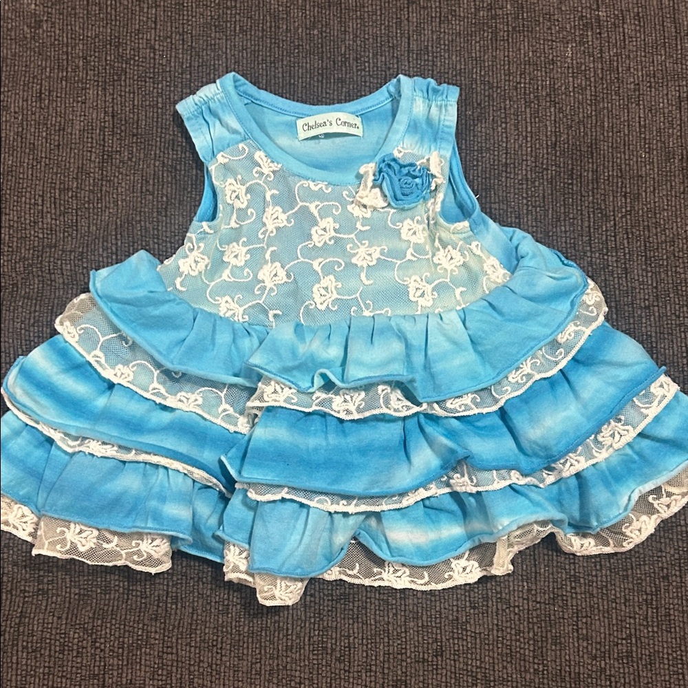 Chic Blue Floral Kids Dress